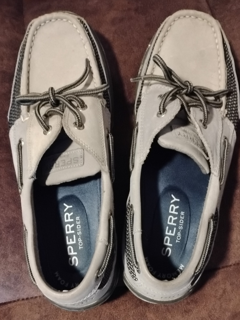 Sperry Men’s Light Gray and Navy Boat Shoes